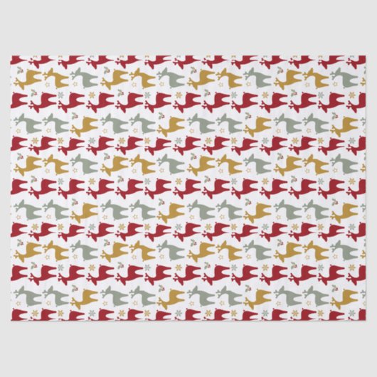 Red Christmas Reindeer Pattern#12 ID1009 Seidenpapier (Vorderseite)