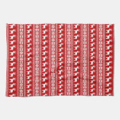 Red Christmas Reindeer Snowflake Klassisches Muste Geschirrtuch (Horizontal)