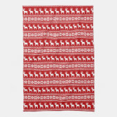 Red Christmas Reindeer Snowflake Klassisches Muste Geschirrtuch (Vertikal)