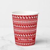 Red Christmas Reindeer Snowflake Niedliches Custom Pappbecher (Rückseite)
