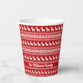 Red Christmas Reindeer Snowflake Niedliches Custom Pappbecher (Vorderseite)