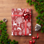 Red Christmas Reindeer Wrapping Paper Geschenkpapier<br><div class="desc">Die Weihnachtsverpackung ist mit einem Skandinavien für Rentiere und Waldbäume in Weiß auf festlichem rotem Hintergrund gestaltet. Diese wunderschöne Geschenkpackung ist perfekt,  um Ihre Weihnachtsgeschenke mit den letzten Touchs zu versehen. Bitte stöbern Sie in der Weihnachtsgeschenksammlung für weitere Artikel.</div>