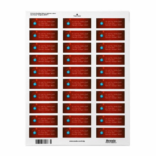 Red Christmas Return Address Label (Vorne)