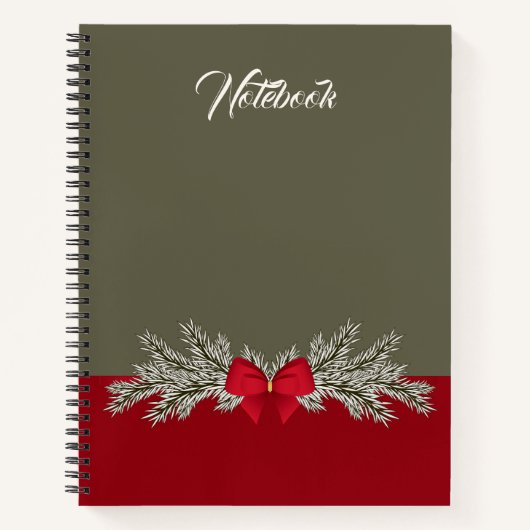 Red Christmas Ribbon-Notebook Notizblock (Vorderseite)