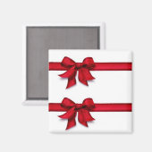 RED "CHRISTMAS" RIBBONS MAGNET (Vorderseite/Rückseite)