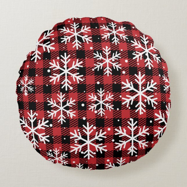 Red Christmas Round Pillow Rundes Kissen (Vorderseite)