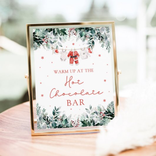 Red Christmas Santa Baby Dusche Hot Chocolate Bar Poster