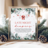 Red Christmas Santa Baby Dusche Spate Night Diaper Poster