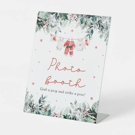 Red Christmas Santa Baby Duschkabine Foto Auszeich Sockelschild (Vorderseite)