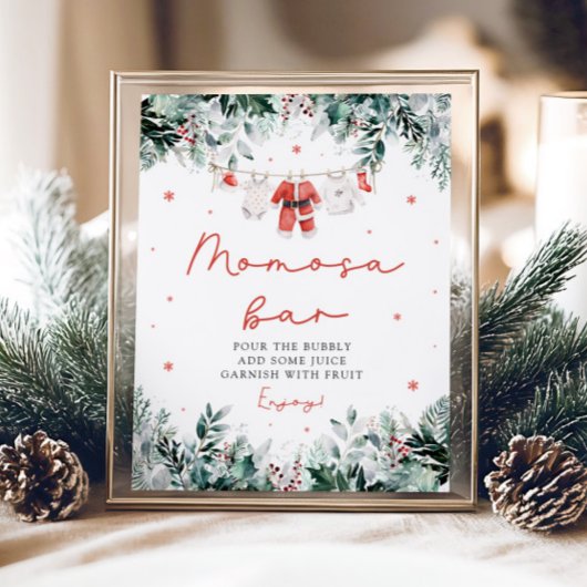 Red Christmas Santa Baby Kleidung Momosa Bar Sign Poster