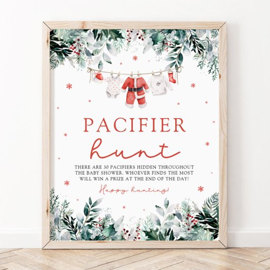 Red Christmas Santa Baby Schnuller Hunt Kinderdusc Poster