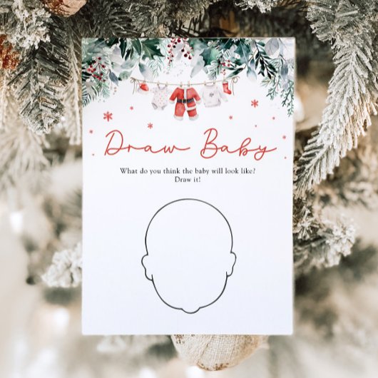 Red Christmas Santa Baby Shower Zeichne Baby Game Einladung