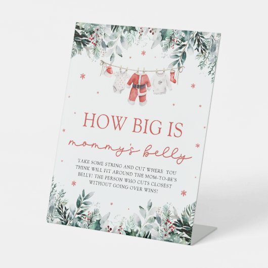 Red Christmas Santa Baby wie groß ist Mama's Bauch Sockelschild (Vorderseite)