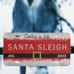 Red Christmas Santa Sleigh License Plate US Nummernschild<br><div class="desc">Ein festliches rotes Santa-License Plate,  das Sie Ihrem Schlitten für Weihnachten im Juli-Feiern hinzufügen können (oh und auch für Weihnachten)</div>