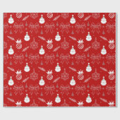 Red Christmas – Santa & Snowflake Pattern Geschenkpapier (Flach)