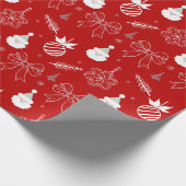 Red Christmas – Santa & Snowflake Pattern Geschenkpapier (Ecke)