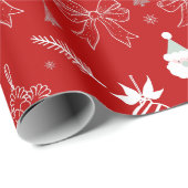 Red Christmas – Santa & Snowflake Pattern Geschenkpapier (Rolleneckpunkt)
