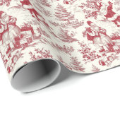 Red Christmas Santa Toile Geschenkpapier (Rolleneckpunkt)