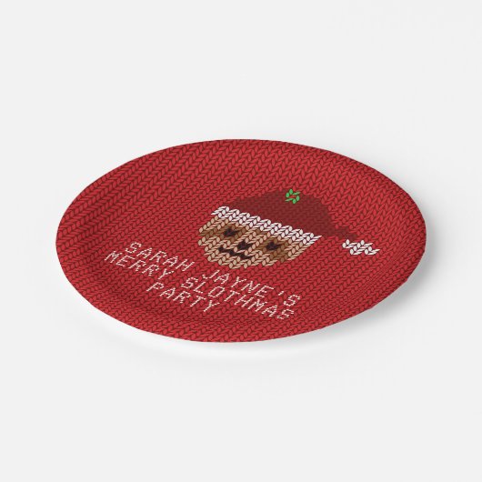 Red Christmas Sloth Party Paper Teller (Schrägansicht)
