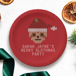 Red Christmas Sloth Party Paper Teller