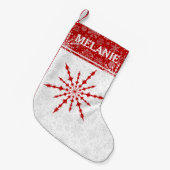 Red Christmas Snowflake Custom Monogram Kleiner Weihnachtsstrumpf (Vorderansicht (hängend))