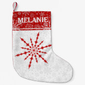 Red Christmas Snowflake Custom Monogram Kleiner Weihnachtsstrumpf (Vorderseite)