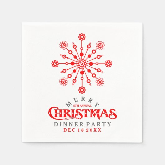 Red Christmas Snowflake Dinner Party laden Serviette (Vorderseite)