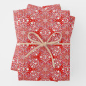 Red Christmas Snowflake Luxus Pattern Damask Geschenkpapier Set (Beispiel)