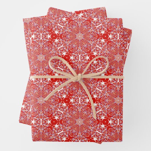 Red Christmas Snowflake Luxus Pattern Damask Geschenkpapier Set (Beispiel)