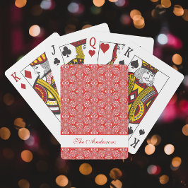 Red Christmas Snowflake Star Pattern Personalisier Spielkarten