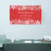 Red Christmas Snowflakes Pattern Grüße Banner (Messeveranstaltung)