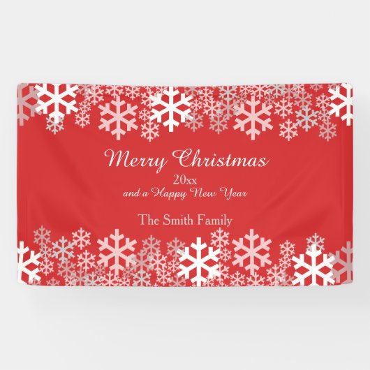 Red Christmas Snowflakes Pattern Grüße Banner (Horizontal)