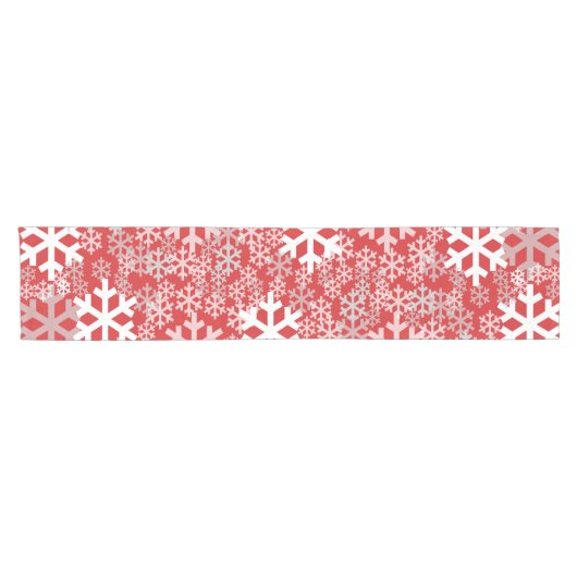 Red Christmas Snowflakes Pattern Kurzer Tischläufer (Horizontal)