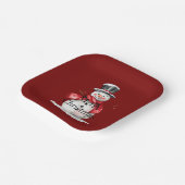 Red Christmas Snowman Pappteller (Gewinkelt)