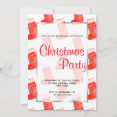 Red Christmas Sounds Niedliche Pattern Holiday Par Einladung (Vorderseite)