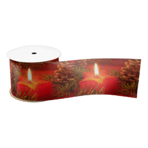 Red Christmas Star Candle Satin Geschenk Ribbon Satinband