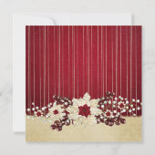 Red Christmas Star Damask Gold Hochzeit Einladung (Rückseite)