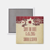 Red Christmas Star Damask Gold Save the Date Magnet (Vorderseite/Rückseite)