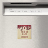 Red Christmas Star Damask Gold Save the Date Magnet (In Situ (Geschirrspüler))