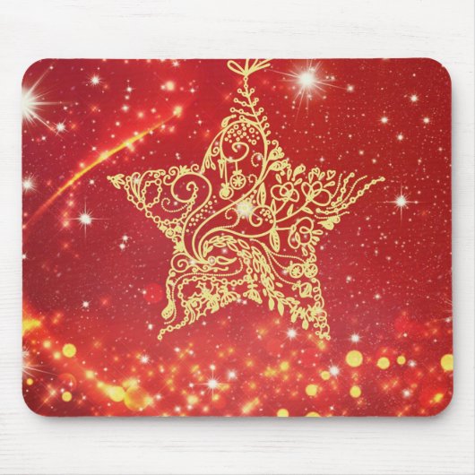 Red Christmas Star Mousepad (Vorne)