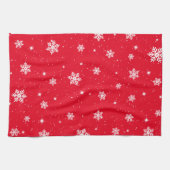 Red Christmas Stars Snowflakes Pattern Geschirrtuch (Horizontal)