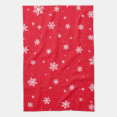 Red Christmas Stars Snowflakes Pattern Geschirrtuch (Vertikal)