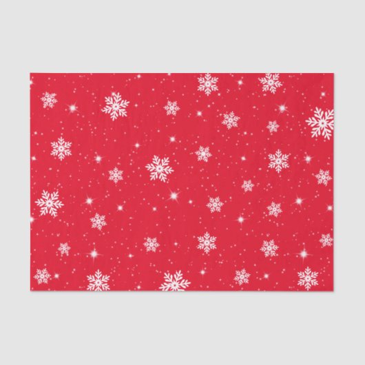 Red Christmas Stars Snowflakes Pattern Seidenpapier (Vorderseite)