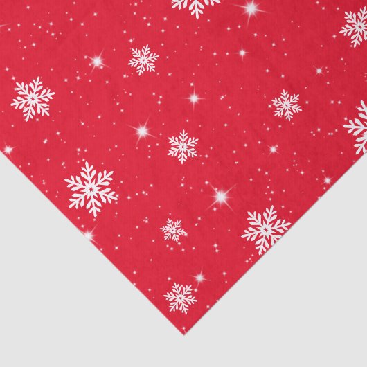 Red Christmas Stars Snowflakes Pattern Seidenpapier (Ausschnitt)