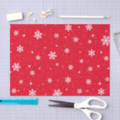 Red Christmas Stars Snowflakes Pattern Seidenpapier (Handwerk)