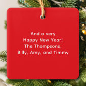 Red Christmas Stripes Foto Joy Typografy Keramikornament