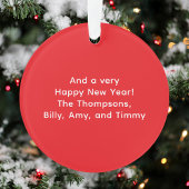 Red Christmas Stripes Foto Joy Typografy Ornament