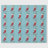 Red Christmas Strumpf auf Blau mit benutzerdefinie Geschenkpapier (Flach)