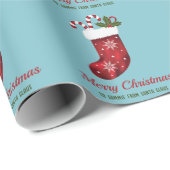 Red Christmas Strumpf auf Blau mit benutzerdefinie Geschenkpapier (Rolleneckpunkt)