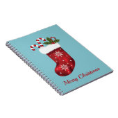 Red Christmas Strumpf auf Blau mit benutzerdefinie Notizblock (Rechte Seite)